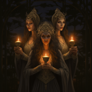 Three goddesses - triple goddess Midjourney